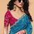 Aqua blue faux organza satin saree with embroidery