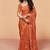 Orange faux organza satin saree with embroidery