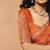 Orange faux organza satin saree with embroidery