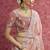 Peach satin silk blend embroidered work saree