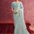 Sky blue satin silk blend embroidered work saree