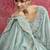 Sky blue satin silk blend embroidered work saree