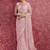 Pink net embroidered work saree