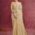 Pastel yellow satin silk blend embroidered work saree