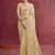 Pastel yellow satin silk blend embroidered work saree