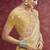Pastel yellow satin silk blend embroidered work saree