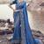 Royal blue embroidered woven satin silk blend saree
