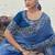 Royal blue embroidered woven satin silk blend saree
