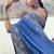 Royal blue embroidered woven satin silk blend saree