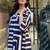 Floral printed cotton v neck navy-blue dress