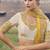 Yellow embroidered woven faux tissue silk blend saree