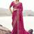 Rani pink embroidered woven satin silk blend saree