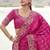 Rani pink embroidered woven satin silk blend saree