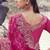 Rani pink embroidered woven satin silk blend saree