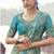 Sea greeen & aqua blue embroidered woven faux tissue silk blend saree