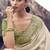 Beige & green embroidered woven faux tissue silk blend saree