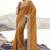 Rust orange embroidered woven satin silk blend saree