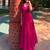 Floral embroidered cotton square neck red anarkali kurti