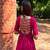 Floral embroidered cotton square neck red anarkali kurti
