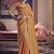 Orange viscose zari tissue silk blend embroidered saree