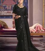 Black viscose zari tissue silk blend embroidered saree