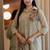 Floral embroidered cotton collar neck beige co-ord set