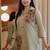 Floral embroidered cotton collar neck beige co-ord set
