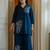 Floral embroidered cotton collar neck blue co-ord set