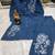 Floral embroidered cotton collar neck blue co-ord set