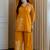 Floral embroidered cotton collar neck yellow co-ord set