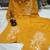 Floral embroidered cotton collar neck yellow co-ord set