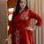 Floral embroidered cotton collar neck orange co-ord set