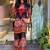 Floral printed cotton round neck multicolor co-ord set