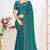 Teal green sequin embellished work two tone satin silk saree 