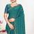 Teal green sequin embellished work two tone satin silk saree 