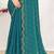 Teal green sequin embellished work two tone satin silk saree 