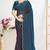 Teal blue sequin embellished work two tone satin silk saree