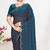 Teal blue sequin embellished work two tone satin silk saree