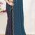 Teal blue sequin embellished work two tone satin silk saree
