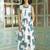 Floral printed cotton round neck white co-ord set