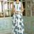 Floral printed cotton round neck white co-ord set