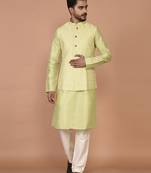 Men's woven design floral jacquard kurta jacket set
