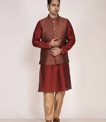 Men's woven design  jacquard kurta jacket set