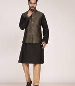Men's woven design  jacquard kurta jacket set