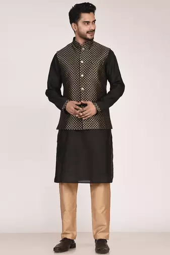 Men's woven design  jacquard kurta jacket set