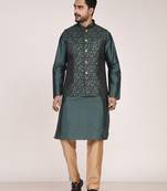 Men's woven design  jacquard kurta jacket set