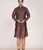 Men's woven design  jacquard kurta jacket set