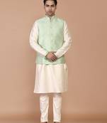 Men's woven design floral jacquard kurta jacket set