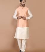 Men's woven design floral jacquard kurta jacket set