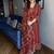Floral printed cotton v neck red  kurta trouser & dupatta set